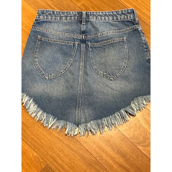 We The Free Fringed Denim Skirt Size 27 - Picture 2 of 7
